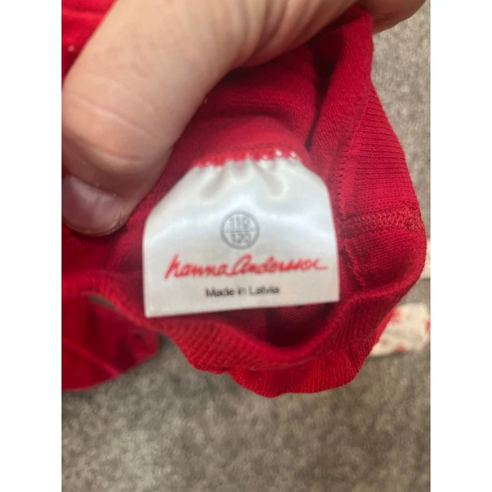 Hanna‎ Andersson Red Velour Cardigan & Snowflake Tights Set Kids Size 120 US 6